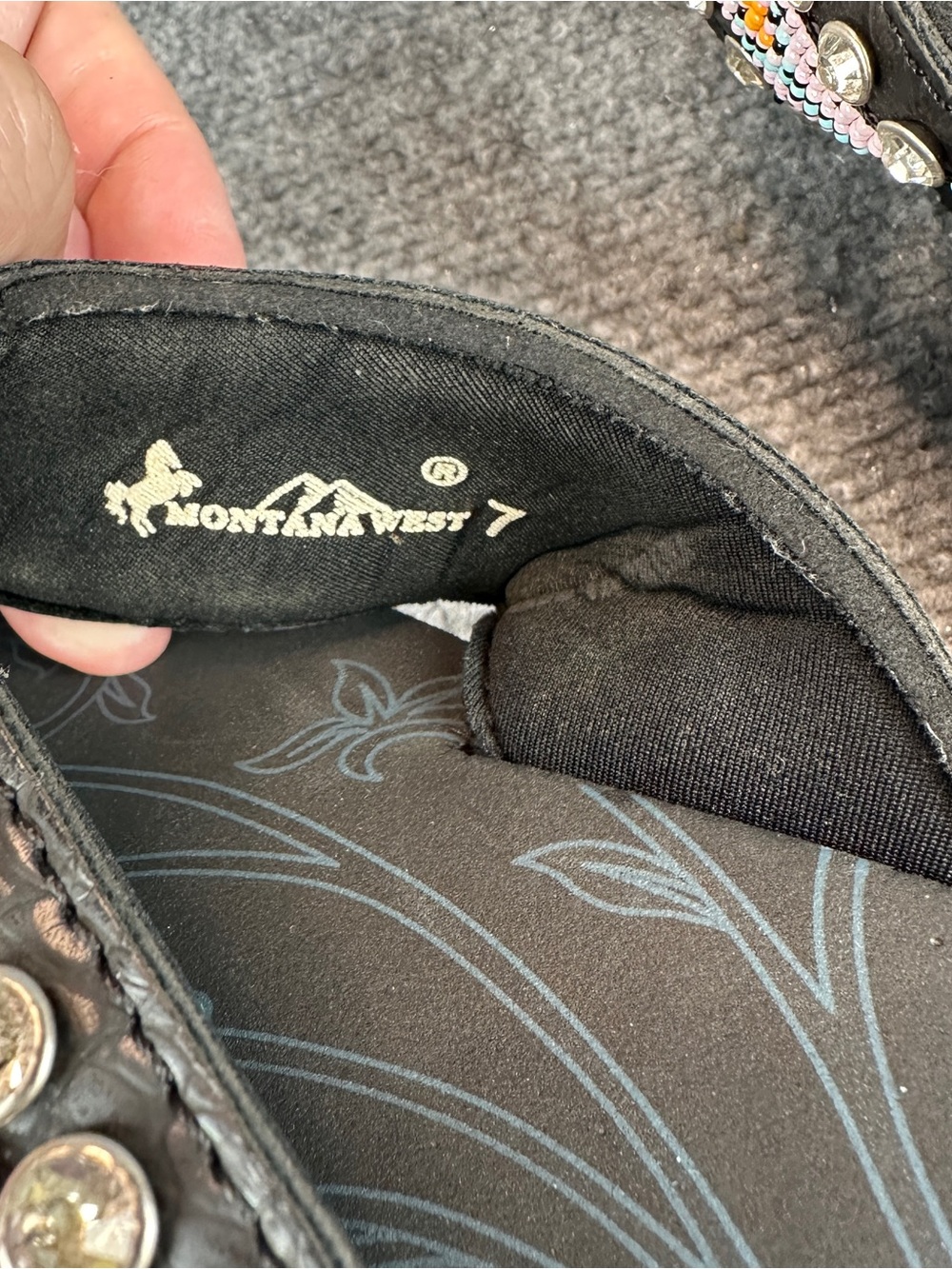 Montana West Beaded Western Wedge Flip Flops Women's Size 7 Black Turquoise - Picture 15 of 16